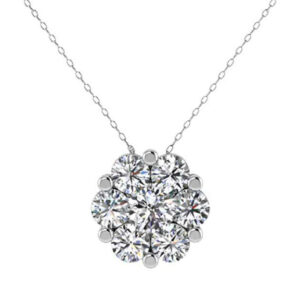 White gold rosette diamond necklace