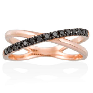 black diamond and gold intertwined hoop ring