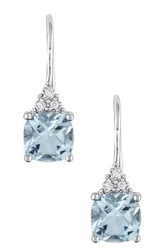 Pendientes Diamantes y Topacio azul