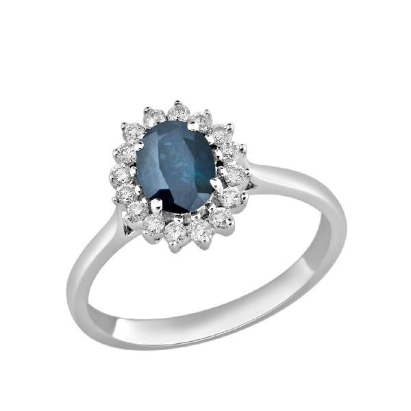 Diamonds and blue sapphire ring