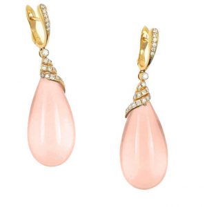 Pendientes de Oro rosa, Diamantes y Coral