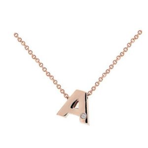 Initial necklace in rose gold and diamond