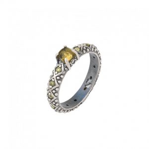 Pulsera SUNFIELD de plata con baño de oro rosa, cuarzo rosa, hematites y nailon