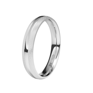 White gold half round wedding band