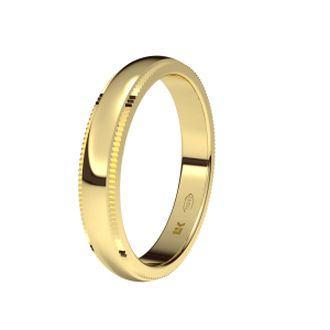 Wedding ring yellow gold flat bezel