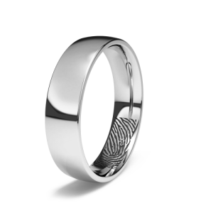 Almond groove white gold wedding band