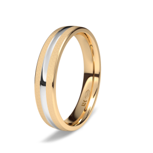 Two-tone gold wedding band groove model