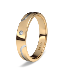 Two-tone gold wedding band groove model