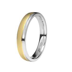 White-rose gold bicolor flat wedding band