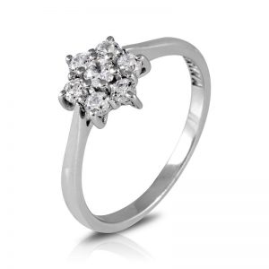 White Gold and Rosette Diamond Ring