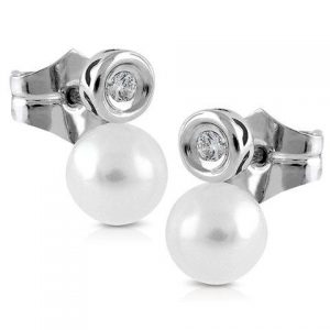 Pendientes tu y yo Diamantes y Perla Cultivada