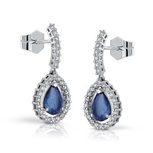 Pendientes Esmeraldas y Diamantes largo pavé