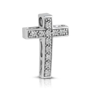 Pave Cross Claws Diamonds White Gold