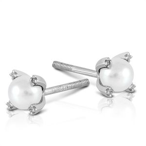 Cultured Pearl Earrings 4 diamond claws