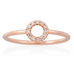anillo circulos diamantes en oro rosa