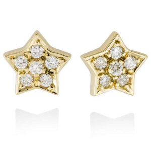 diamond star earrings in yellow gold