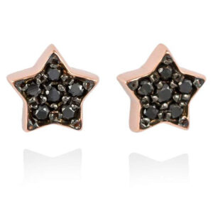 pendientes estrella diamantes negro en oro rosa