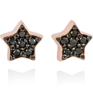 pendientes estrella diamantes negro en oro rosa