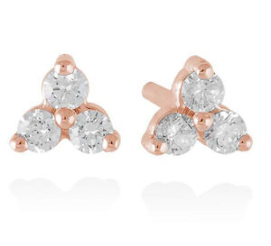 pendientes trebol en oro rosa y diamantes