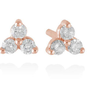 pendientes trebol en oro rosa y diamantes