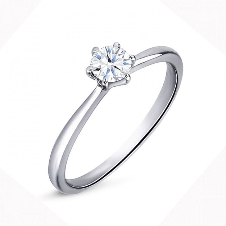 Anillo Solitario De Compromiso Oro Blanco De 18kt Con Diamante De 0,10