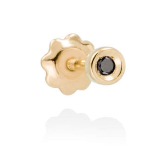 Yellow gold and black diamond mini chaton piercing