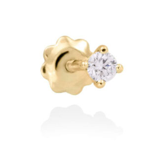 Solitaire piercing in yellow gold and diamonds