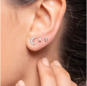 Piercing solitario en oro blanco y diamantes