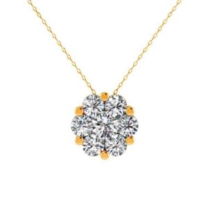 Yellow gold rosette diamond necklace