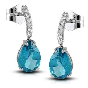 pendientes largos topacio azul