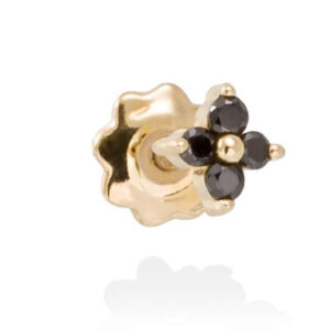 Clover piercing in gold and black diamond