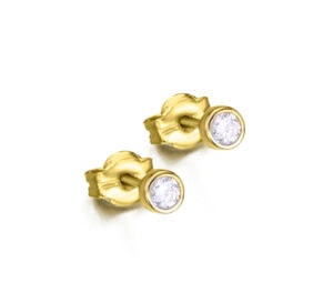 Pendientes perle cuadrados en oro amarillo con diamantes, joyería exclusiva en Murcia.