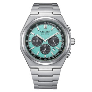 Reloj Citizen Chrono Super Titanium 4610 CA4610-85Z con esfera azul y cronógrafo.
